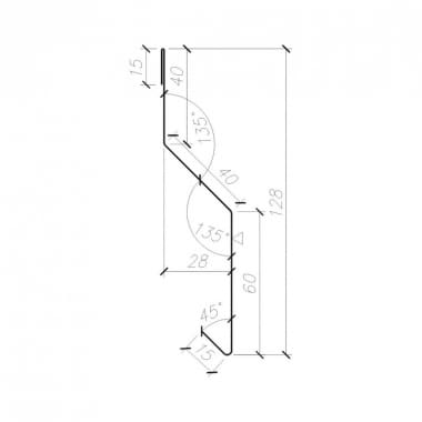 OB-11 flashing - Wide wall drip - przekrój