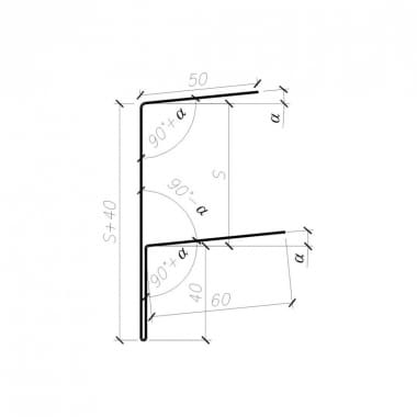 OB-25a flashing - Gutter channel section (alternative OB-25) - przekrój