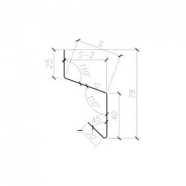 OB-14 flashing - Small plinth drip tray - przekrój