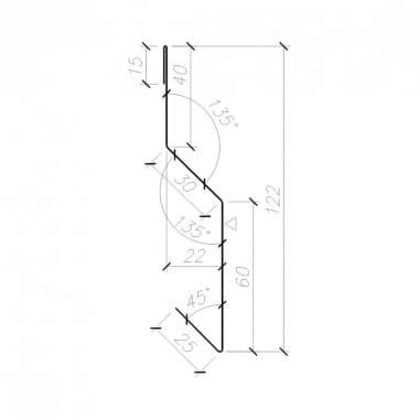 OB-10 flashing - Narrow wall drip - przekrój
